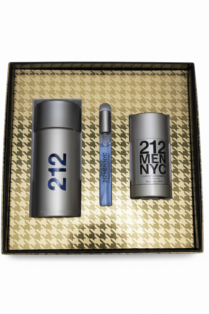 Estuche Carolina Herrera 212 Men NYC Set de Regalo (3 Piezas)